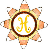 Candy Corn Flower Monogram Applique